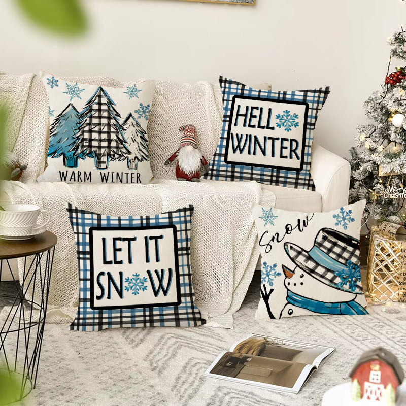 Christmas tree checkered pillow cover