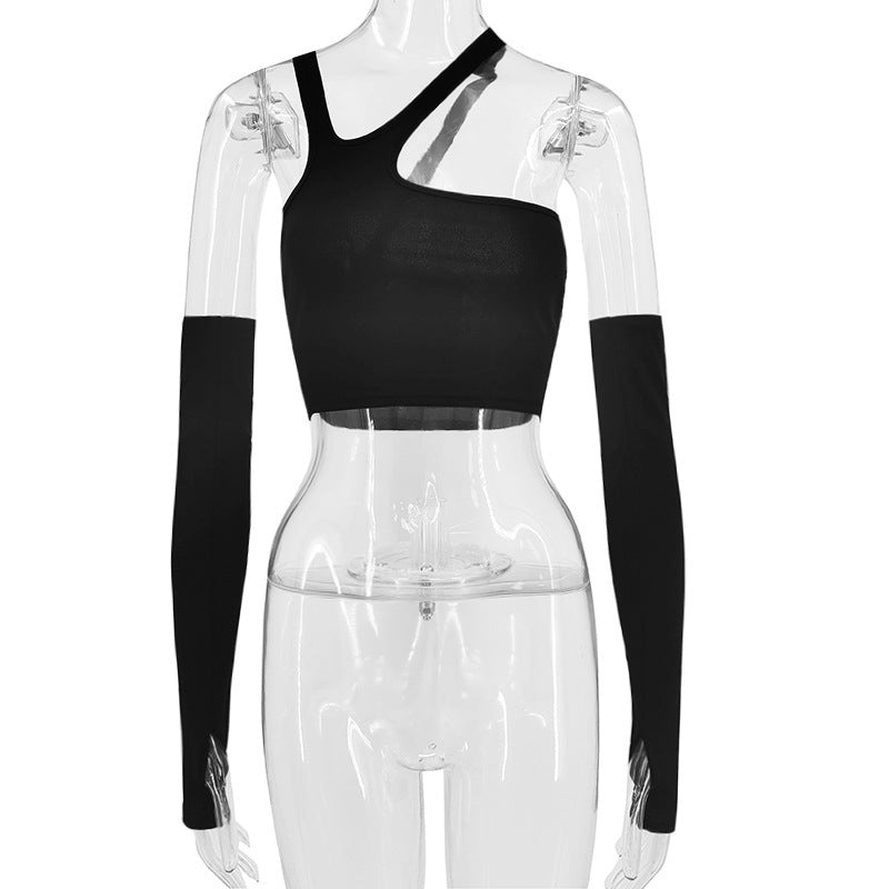 Fall Women's Irregular Split Oversleeves Slim T-shirt