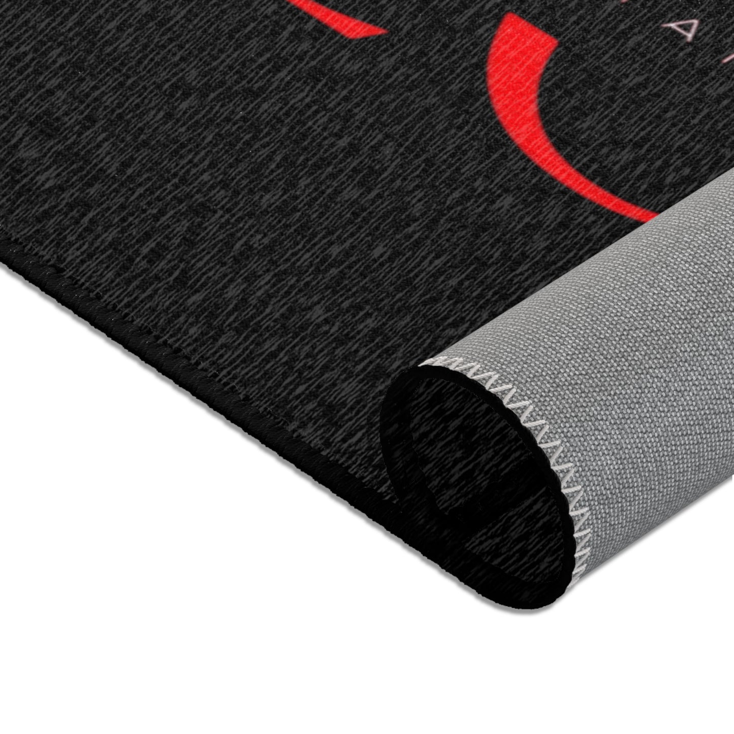 Le' Coop Detailing LLC Company LOGO Stylish Modern Area Rug with Bold Red Design
