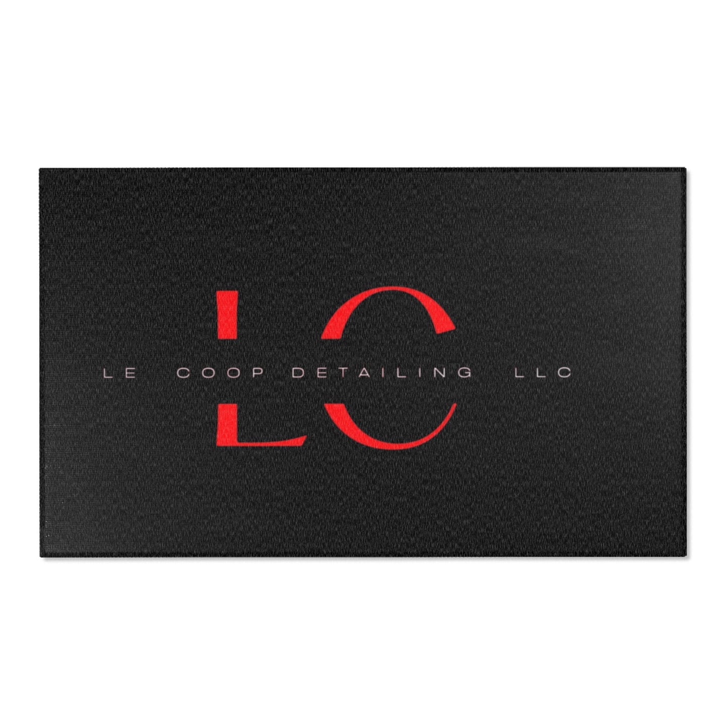 Le' Coop Detailing LLC Company LOGO Stylish Modern Area Rug with Bold Red Design