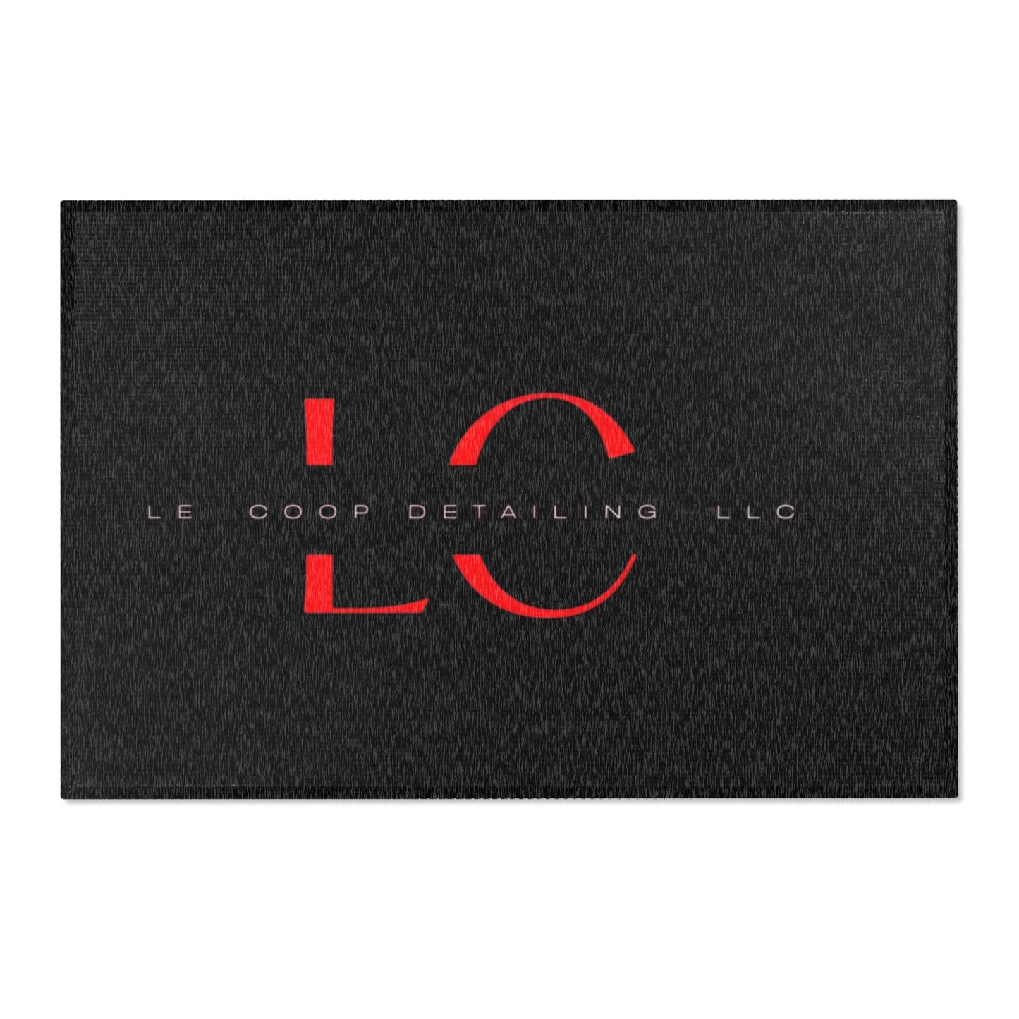 Le' Coop Detailing LLC Company LOGO Stylish Modern Area Rug with Bold Red Design