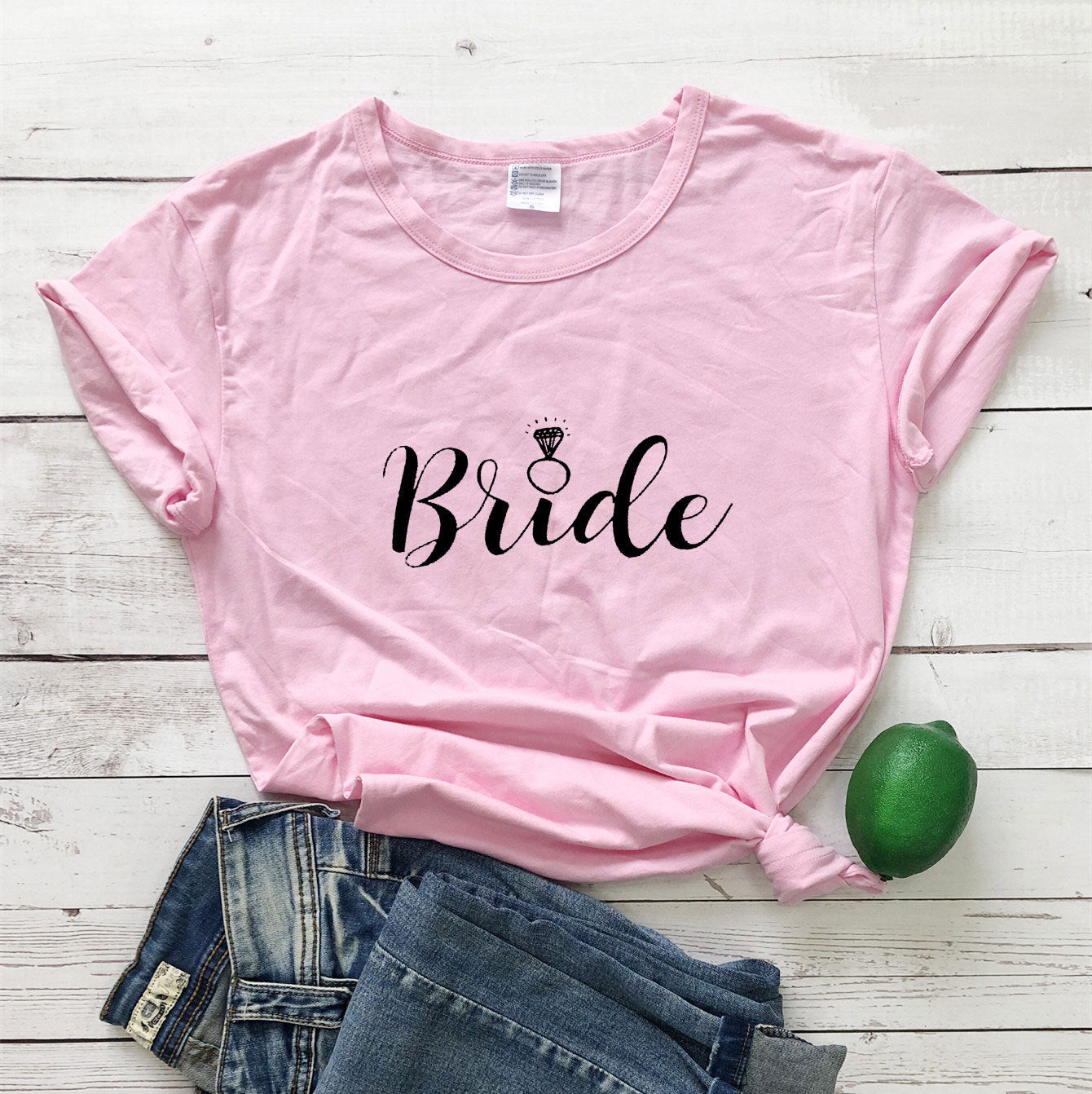 Bride Squad Bride Diamond Type, Fashionable Short-sleeved Letter T Shirt