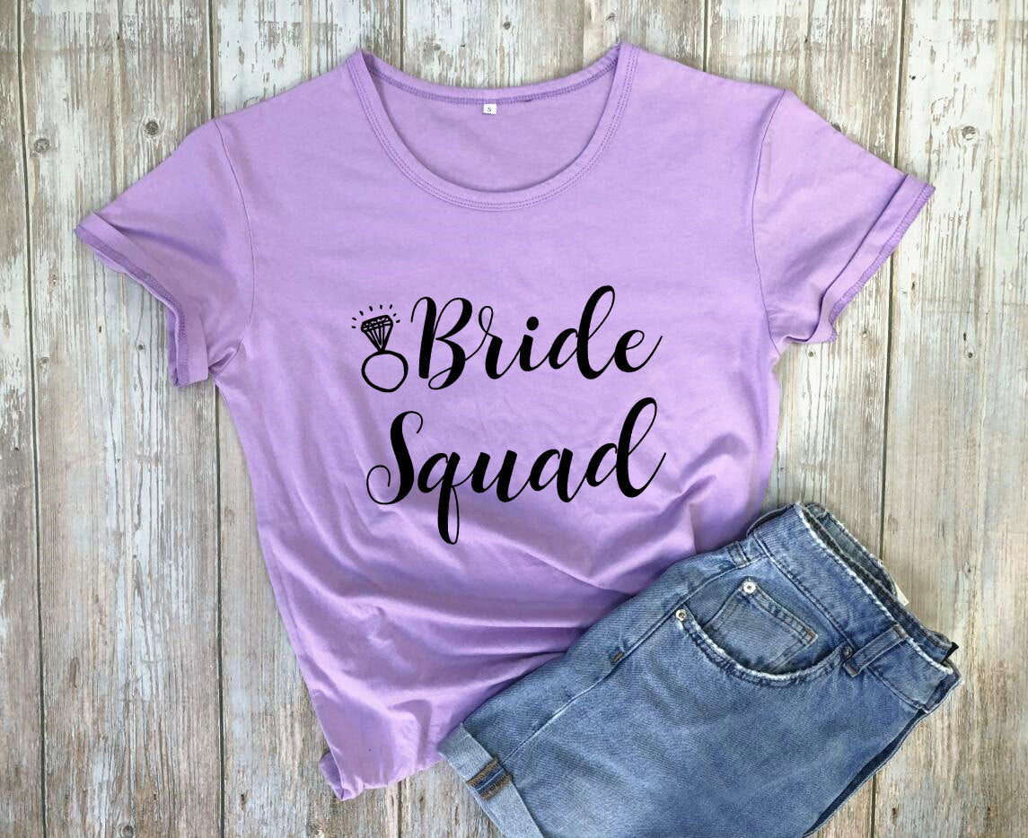 Bride Squad Bride Diamond Type, Fashionable Short-sleeved Letter T Shirt