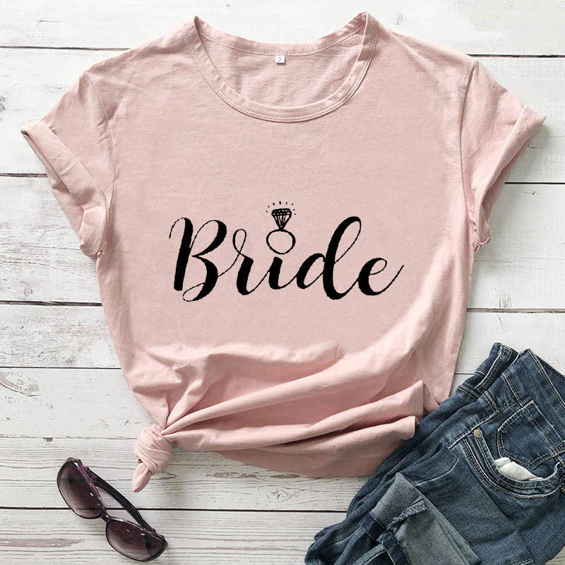 Bride Squad Bride Diamond Type, Fashionable Short-sleeved Letter T Shirt