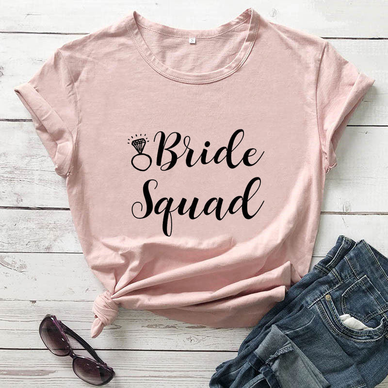 Bride Squad Bride Diamond Type, Fashionable Short-sleeved Letter T Shirt