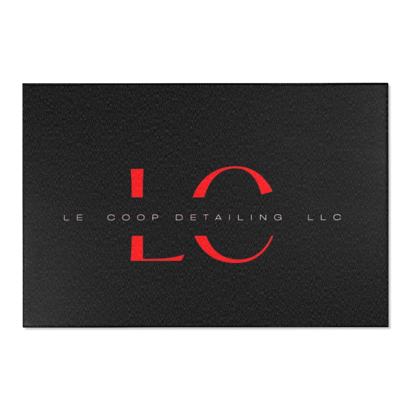 Le' Coop Detailing LLC Company LOGO Stylish Modern Area Rug with Bold Red Design