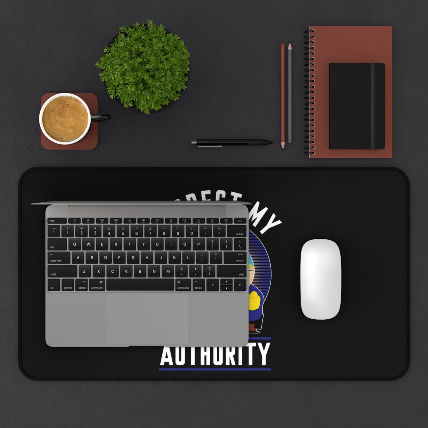 Humorous Desk Mat with 'Respect My Authority' Design, Fun Office Decor, Gamer Gift, Desk Accessories, Motivational Quote Mat