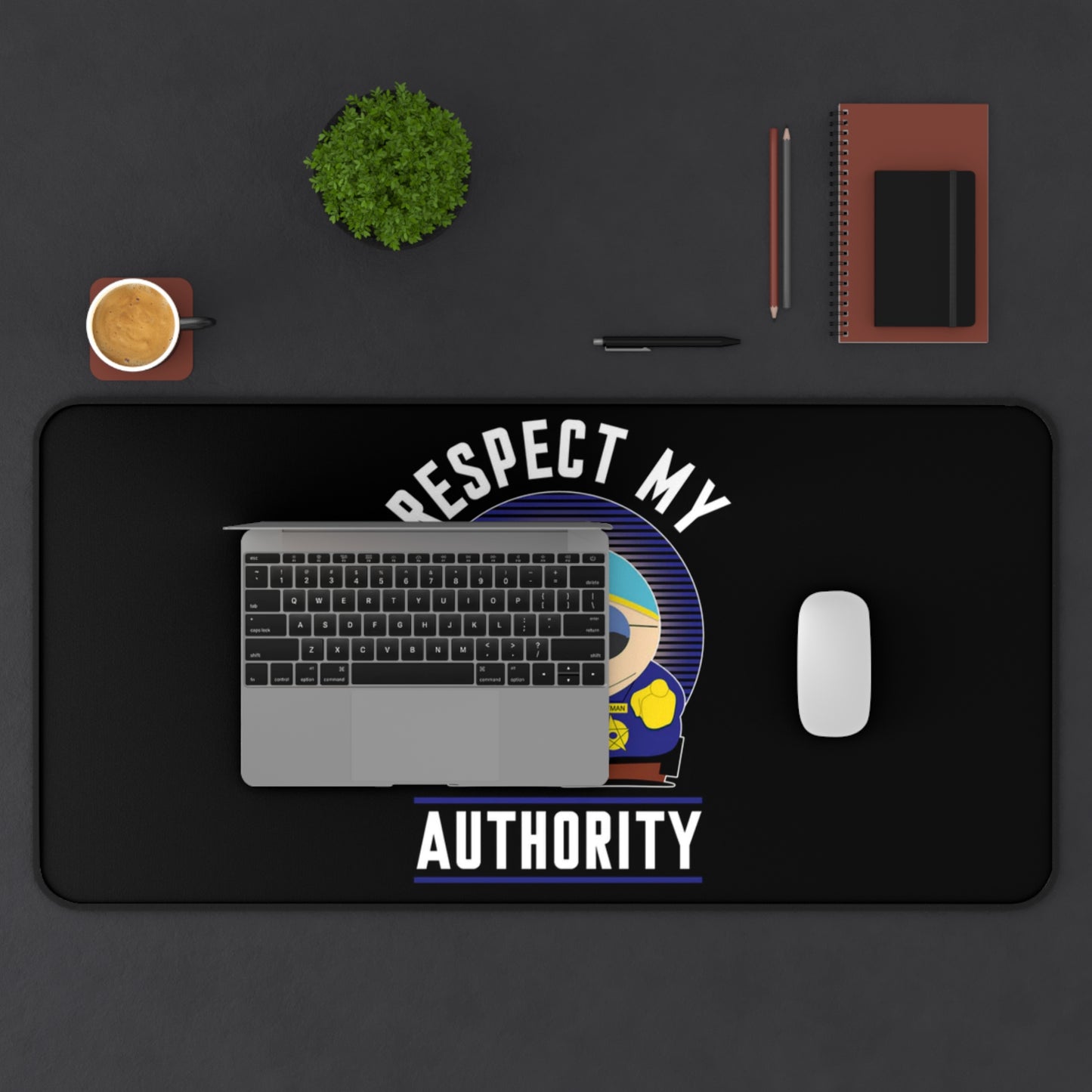 Humorous Desk Mat with 'Respect My Authority' Design, Fun Office Decor, Gamer Gift, Desk Accessories, Motivational Quote Mat