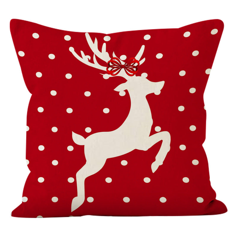 Christmas deer print pillow cover linen pillowcase