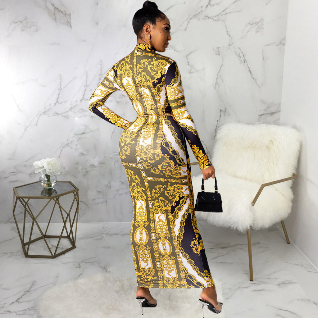 Fall Women's Commuter Casual Printed Skirt/Dress