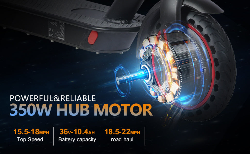 Electric Scooter Motor Power 350W Battery Capacity 36V 10.4Ah Tire Size 8'5inches Max Speed 25-30KM