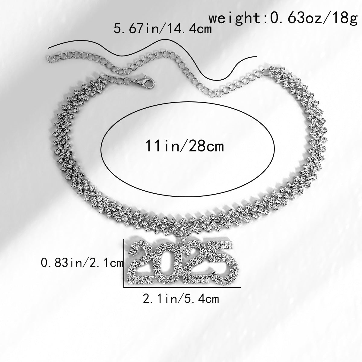 Hip-hop rhinestone 2025 personalized shiny rhinestone New Year necklace