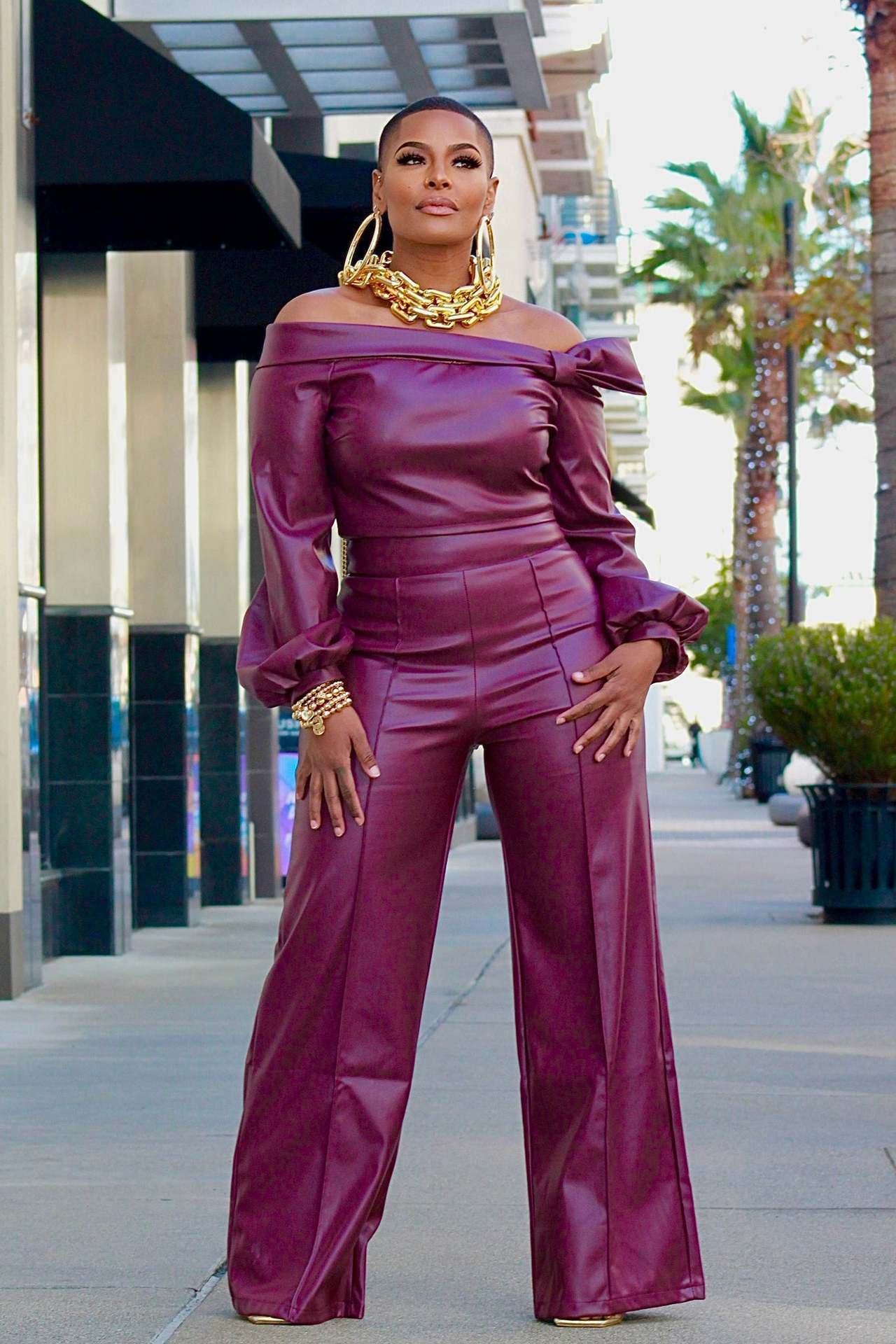 Off Shoulder Leather Suit Women