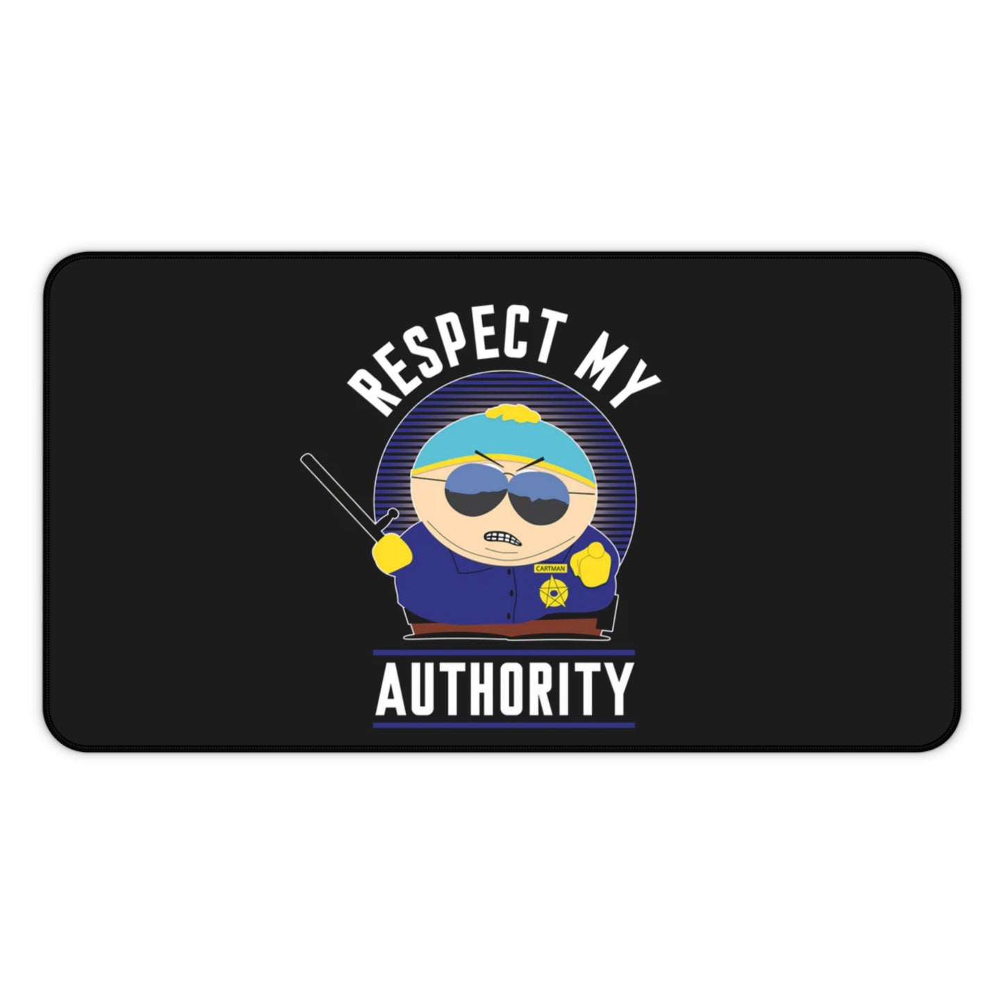 Humorous Desk Mat with 'Respect My Authority' Design, Fun Office Decor, Gamer Gift, Desk Accessories, Motivational Quote Mat