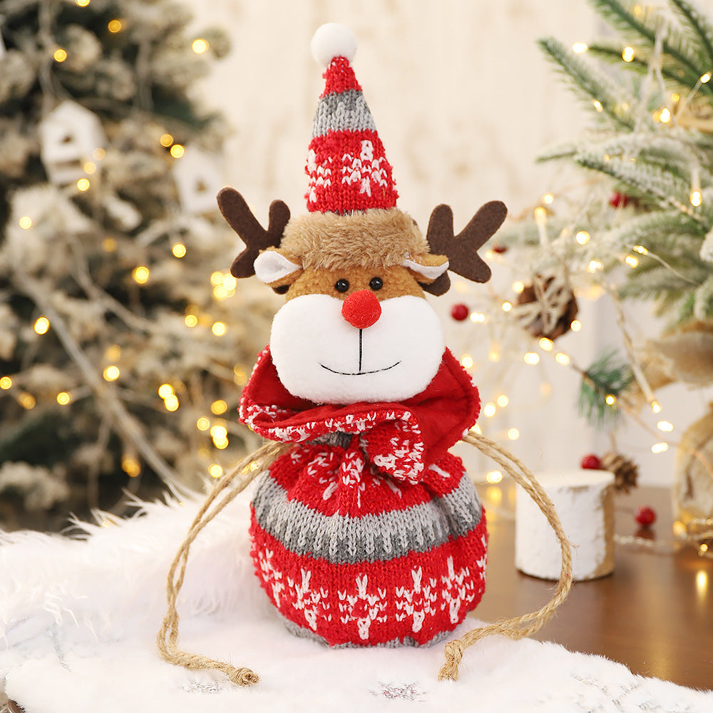 New 3D Knitted Fabric Doll Apple Bag Christmas Decorations Children's Day Gift Bundle Pocket Candy Bag