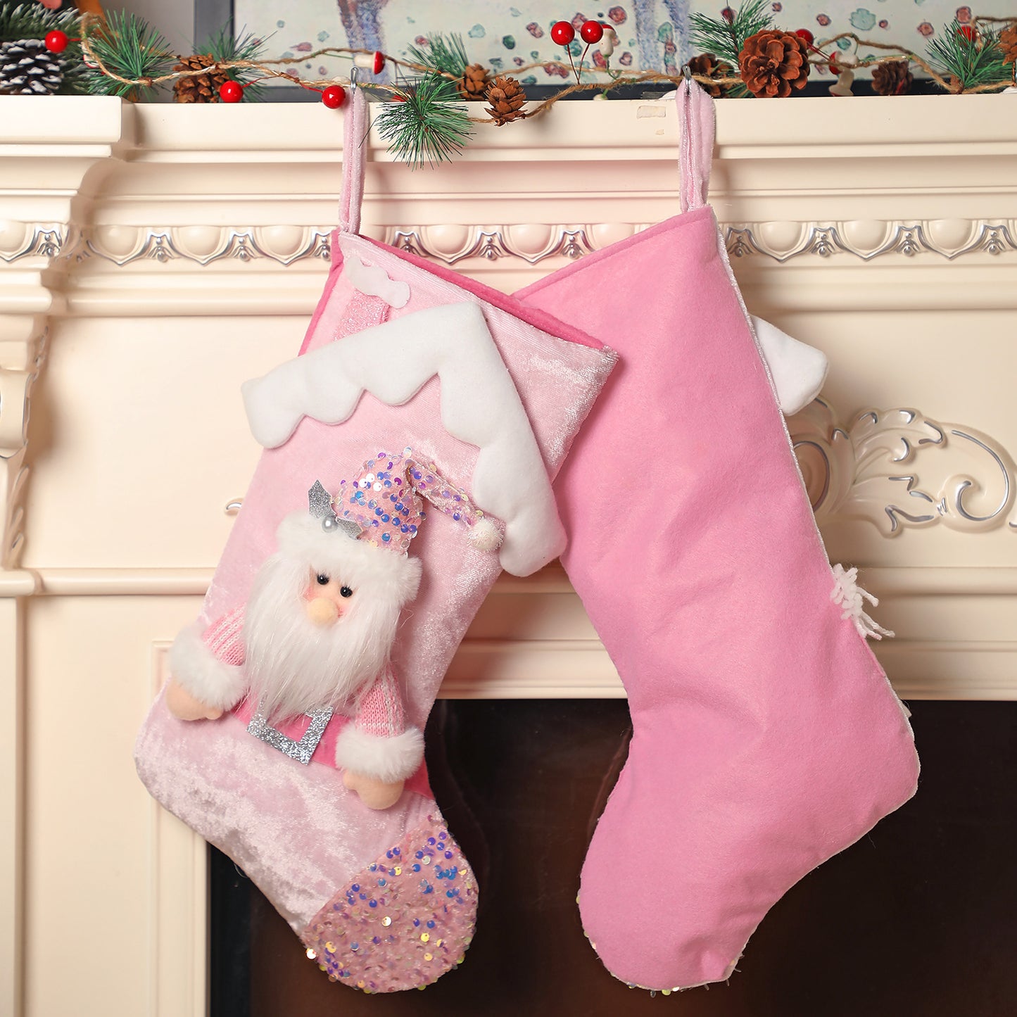 Christmas pink sequins stockings