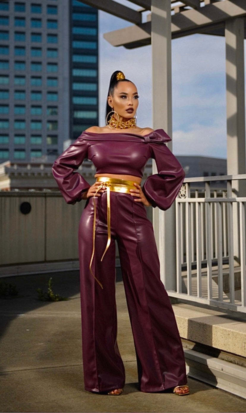 Off Shoulder Leather Suit Women