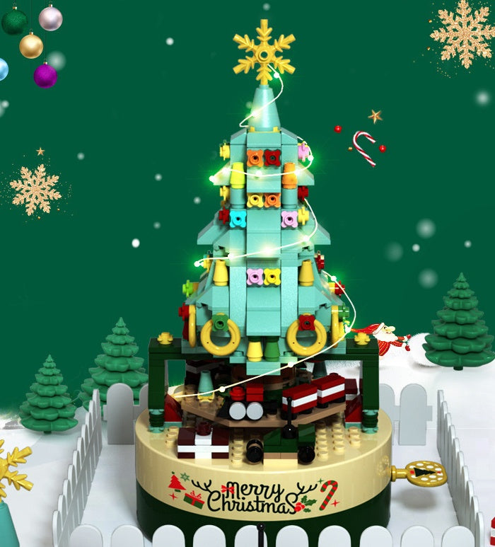 Christmas Tree Blocks Spin Music Box