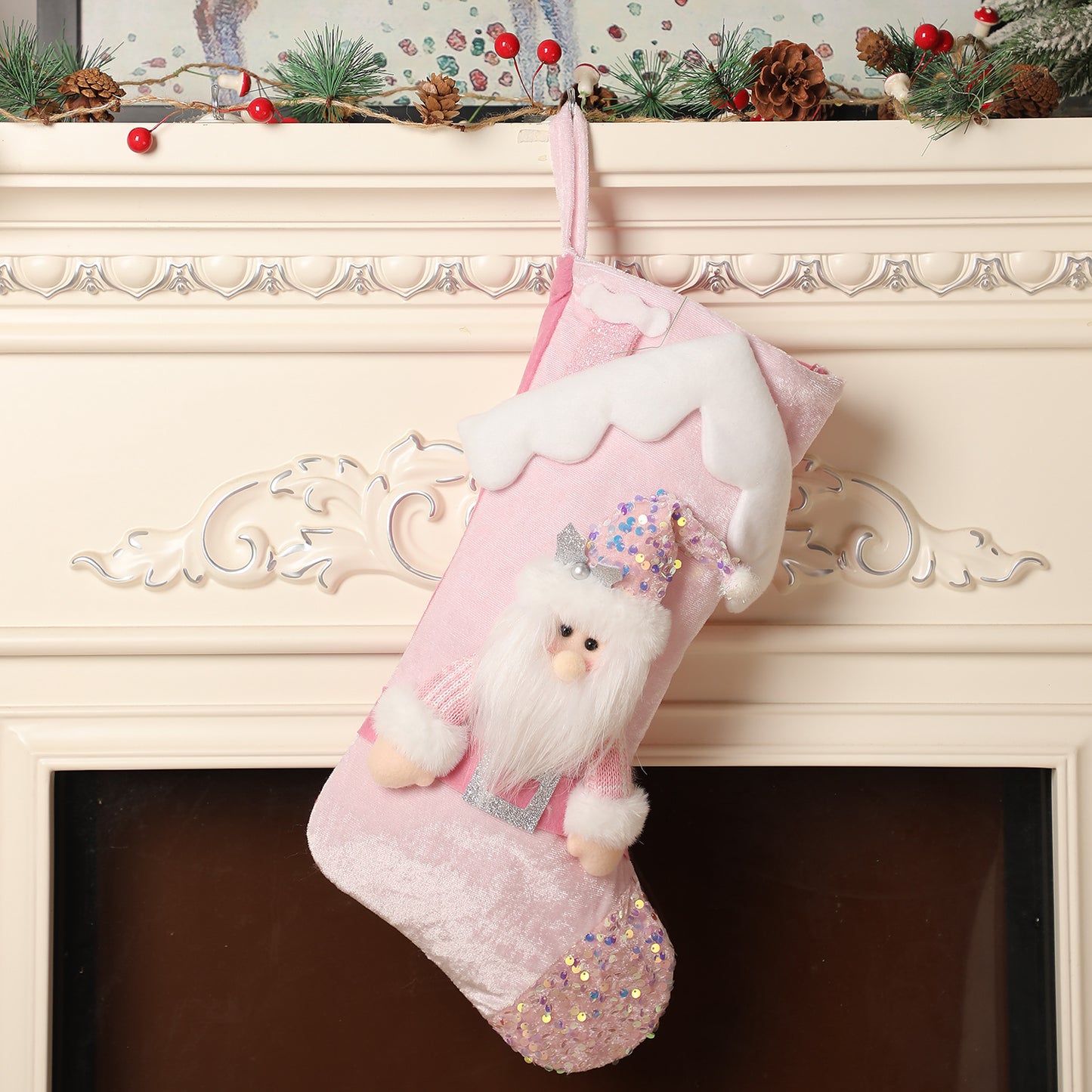 Christmas pink sequins stockings