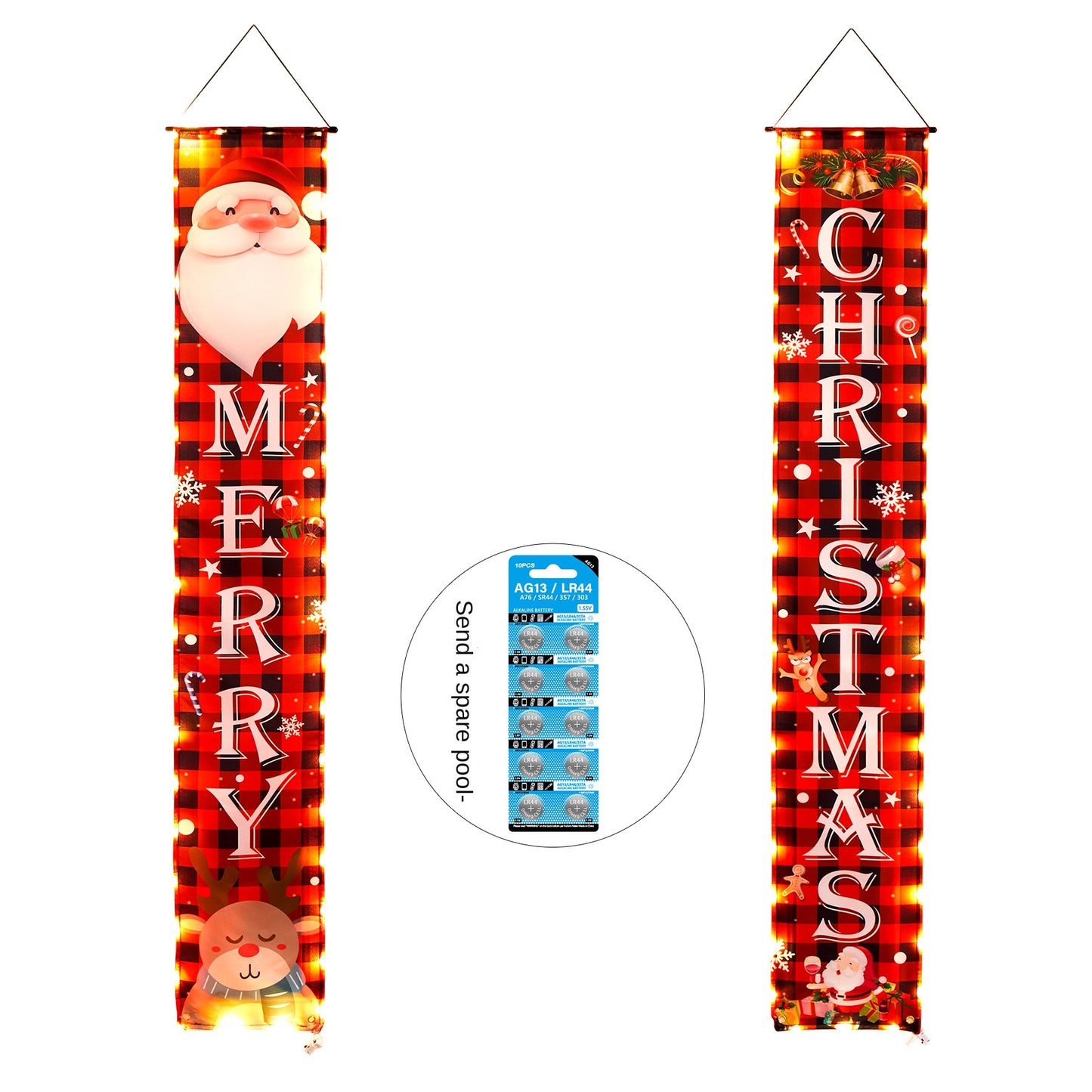 Door hanging LED illuminated Christmas decorations