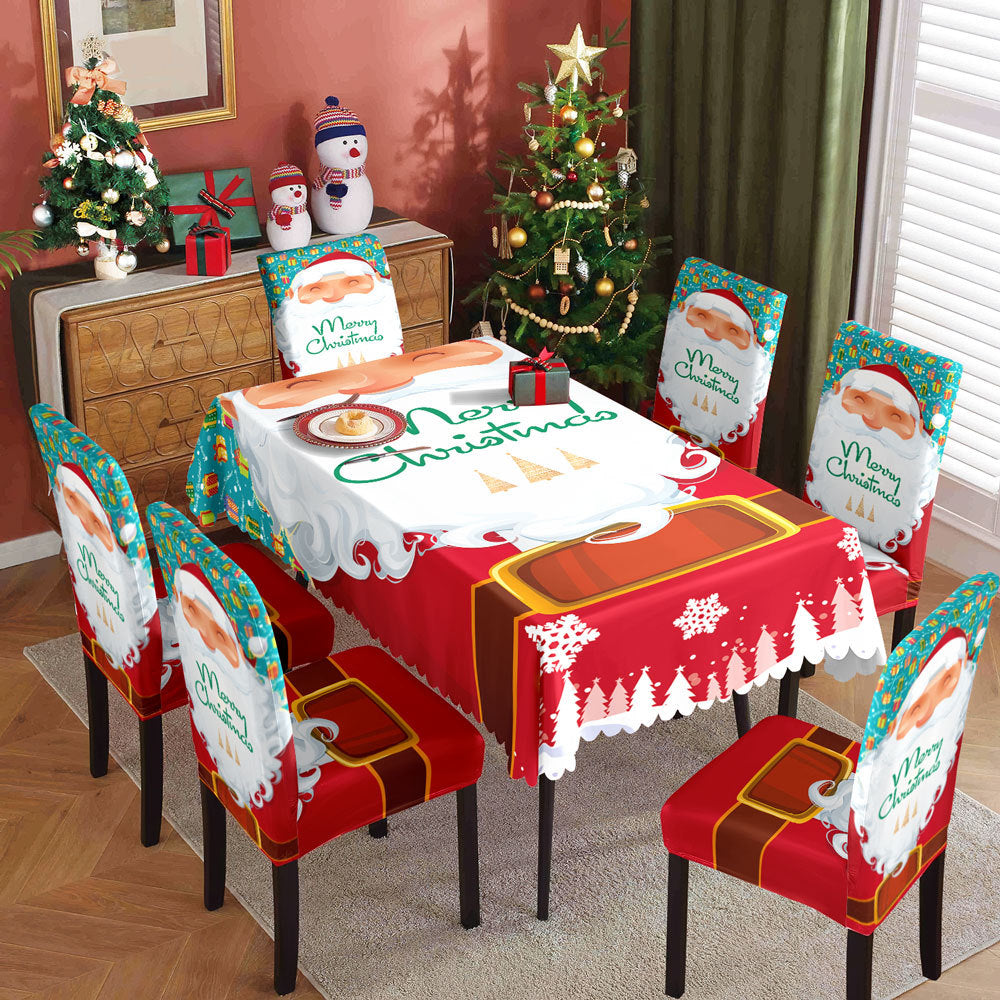 Christmas Waterproof Printed Tablecloth/Chair Cover