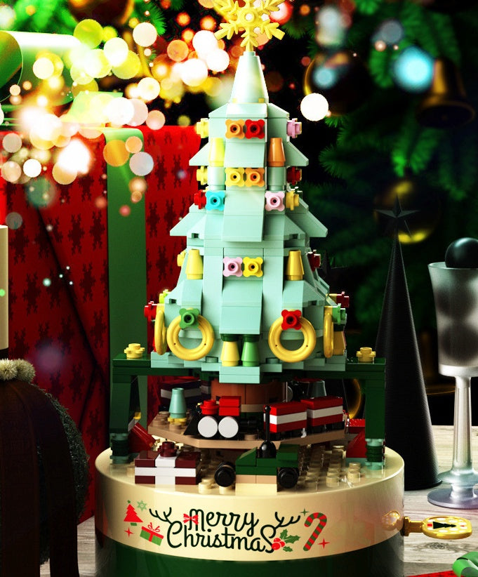 Christmas Tree Blocks Spin Music Box