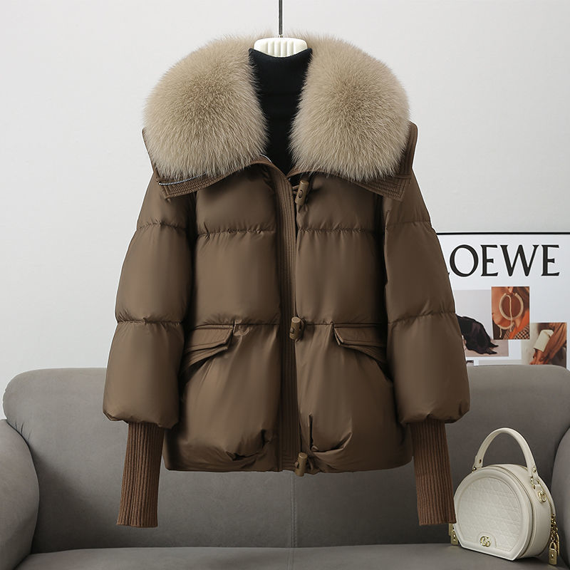 Down Cotton-padded Women's Short Fur Collar Thickened Coat