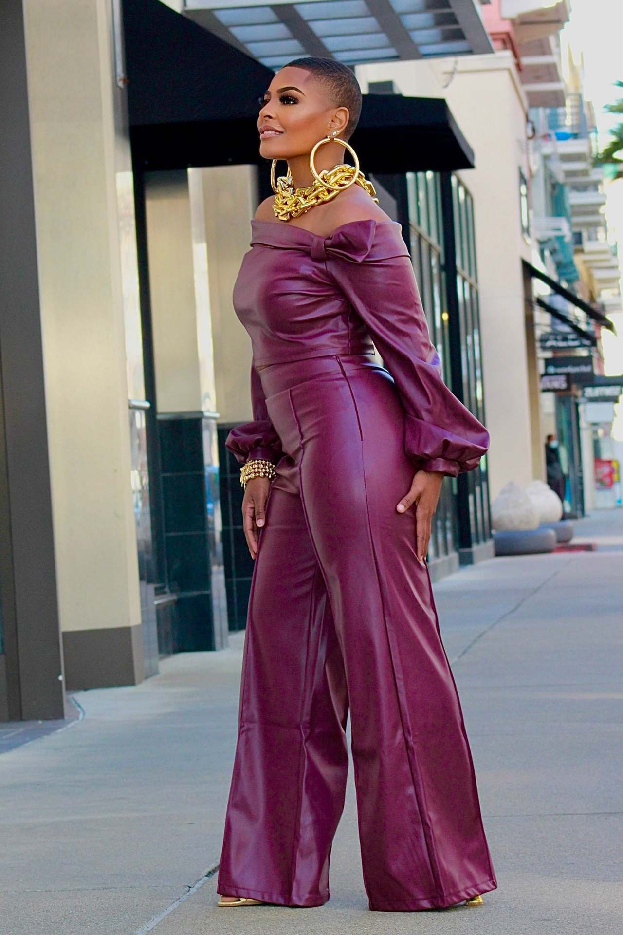 Off Shoulder Leather Suit Women