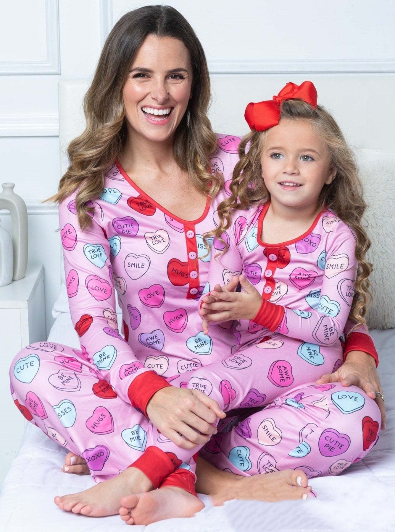 Valentine's Day Heart Print Leisure Pajamas Parent-child Suit