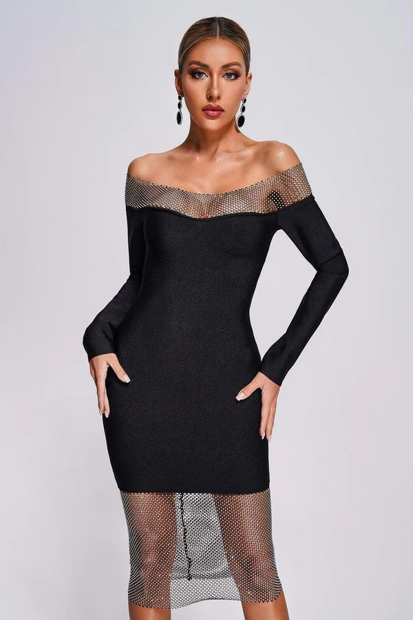 Mesh Diamond Bandage Dress