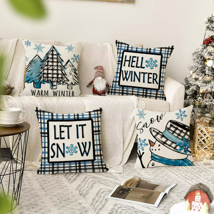 Christmas tree checkered pillow cover