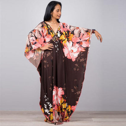 Polyester Printed Loose Robe Vacation Sun Protection Shirt Blouse