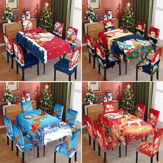 Christmas printed waterproof tablecloth/chair cover