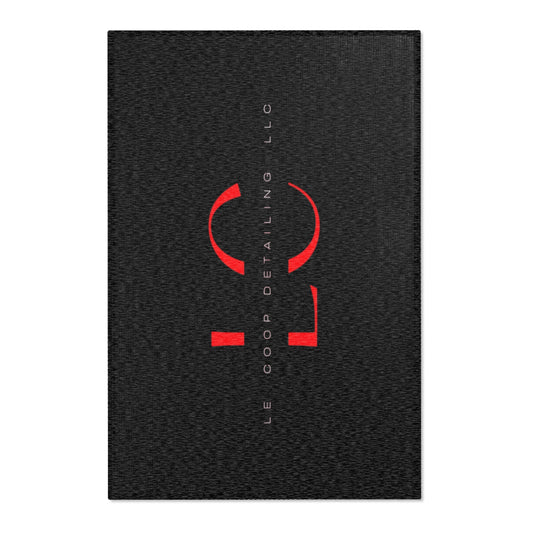 Le' Coop Detailing LLC Company LOGO Stylish Modern Area Rug with Bold Red Design