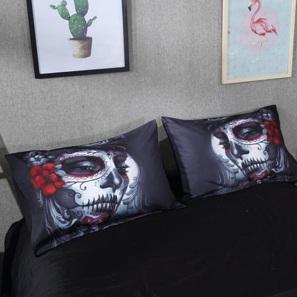 Black Skull Halloween Duvet Cover Set