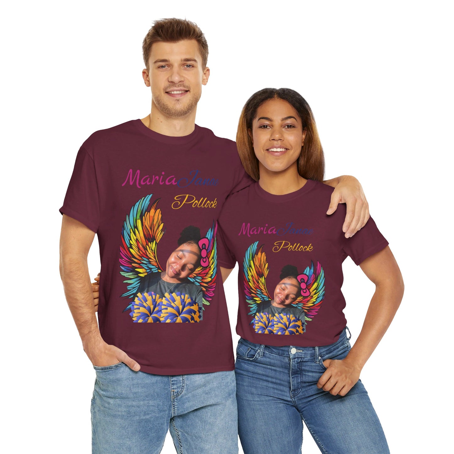 Aunt of an Angel For my family in Honor of Maria Pollock Unisex Heavy Cotton Tee(back customizable for name)