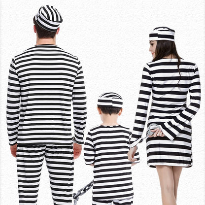 Striped parent-child prisoner costume