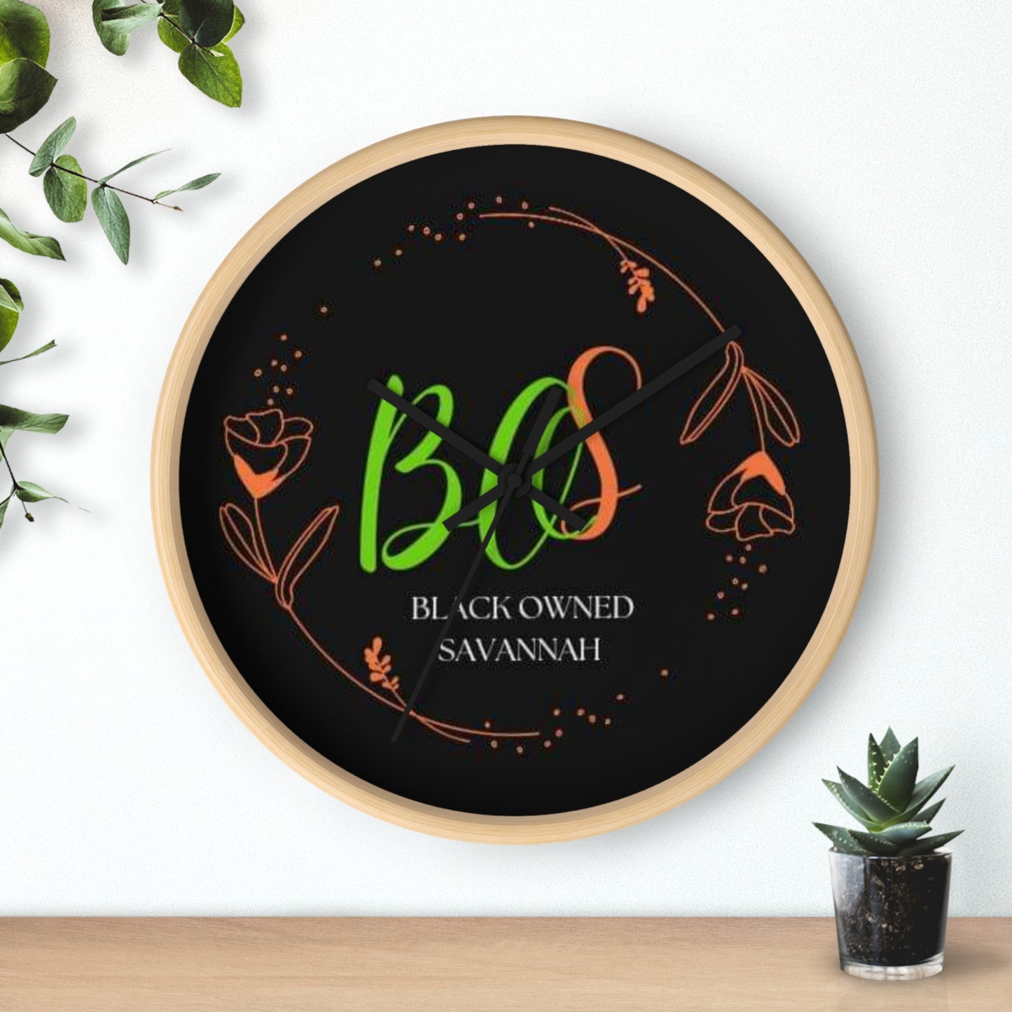 Black Owned Savannah  "BOS" Wall Clock