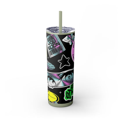 LCM23 School VIbes Skinny Tumbler with Straw, 20oz