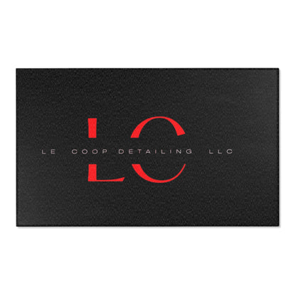Le' Coop Detailing LLC Company LOGO Stylish Modern Area Rug with Bold Red Design