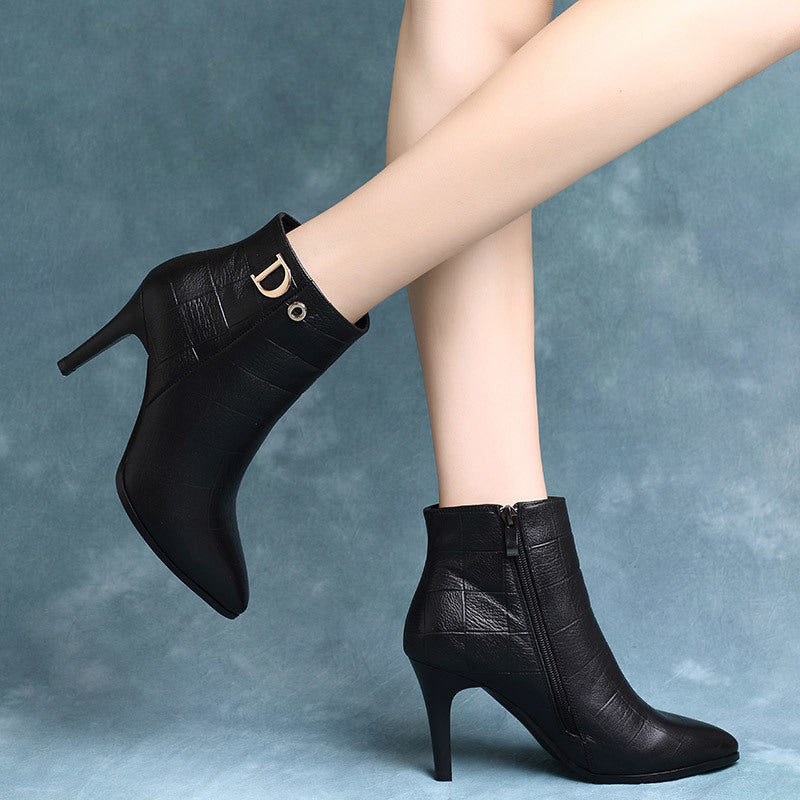 Women's High-Heeled Short Boots Fall Winter