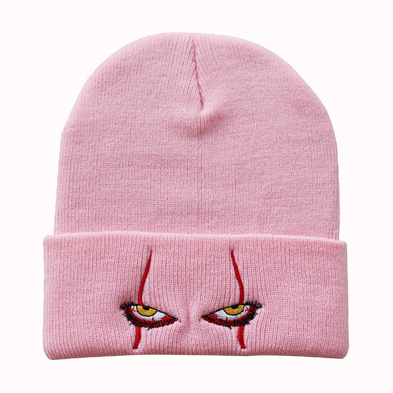 Scary It Clown eyes knitted hat