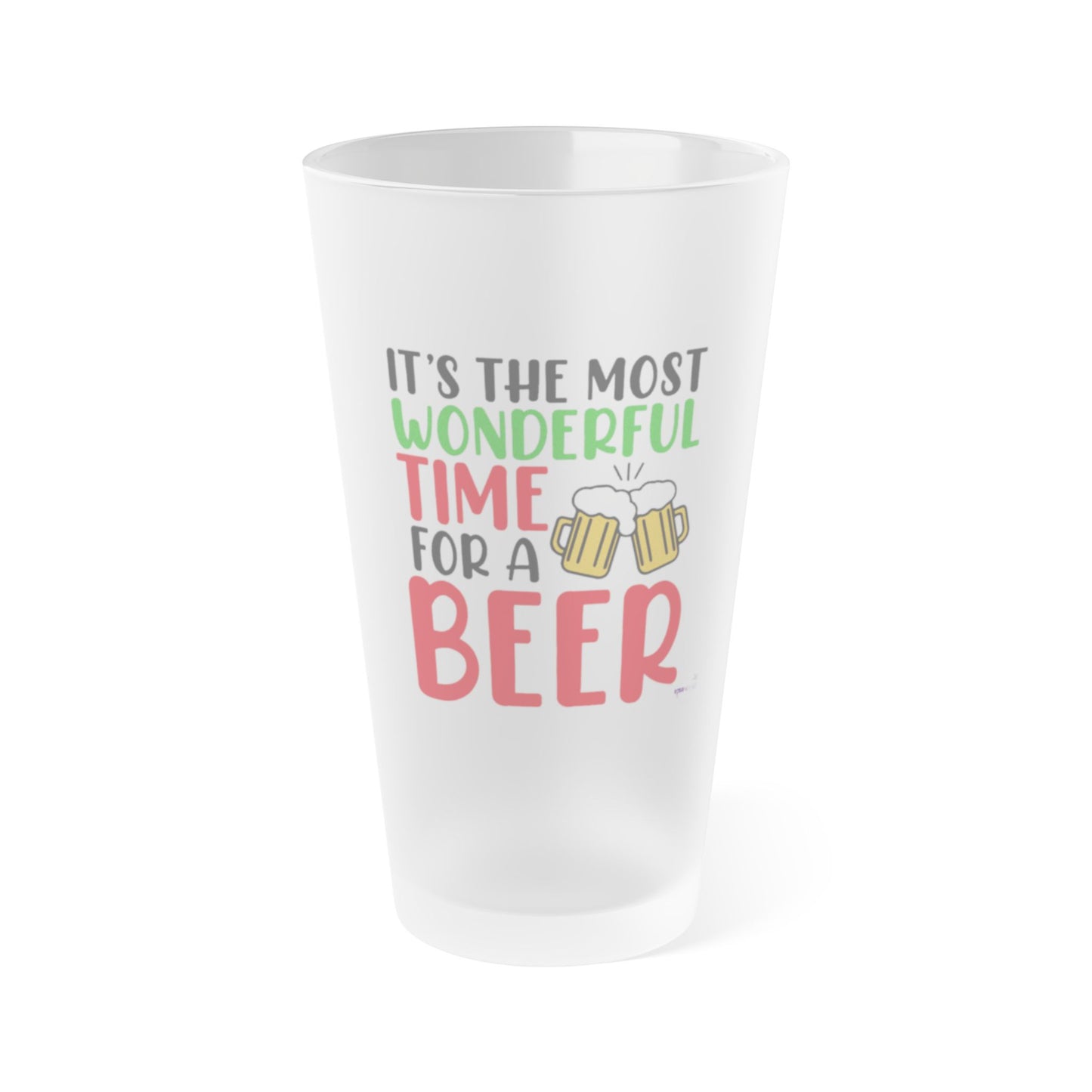 LCM23 "It's The Most Wonderful Time For A Beer" Frosted Pint Glass, 16oz