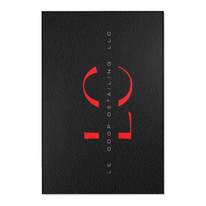 Le' Coop Detailing LLC Company LOGO Stylish Modern Area Rug with Bold Red Design