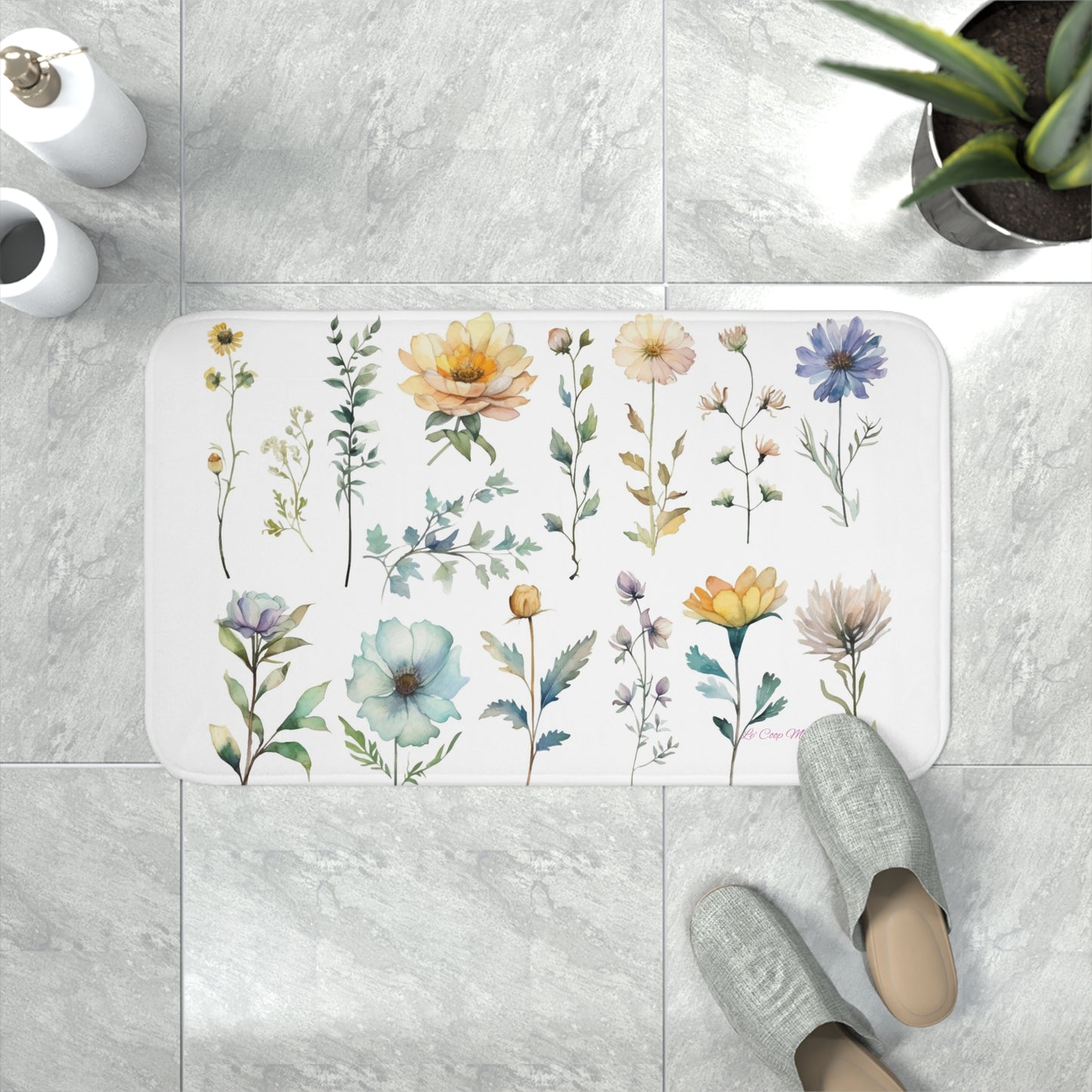 Le' Coop Merch 23 Summer Flowers Memory Foam Bath Mat