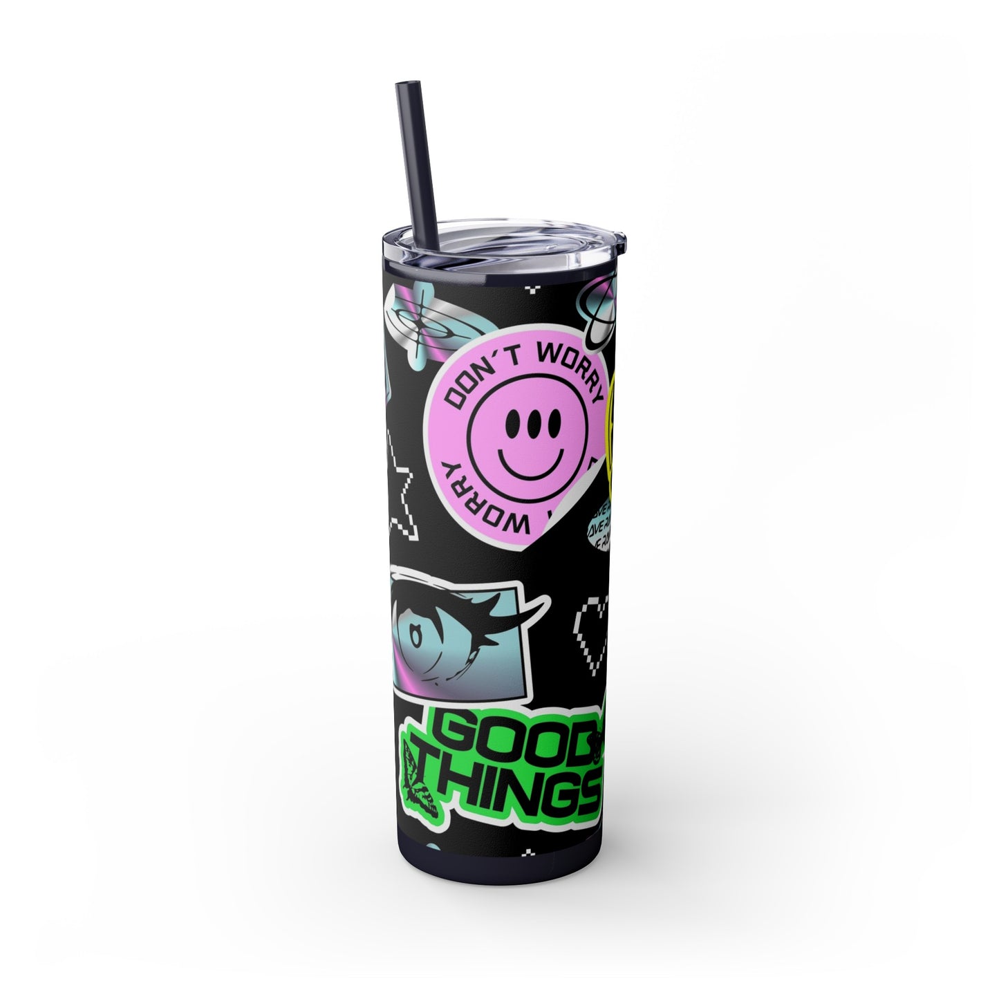 LCM23 School VIbes Skinny Tumbler with Straw, 20oz