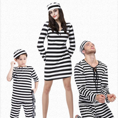 Striped parent-child prisoner costume