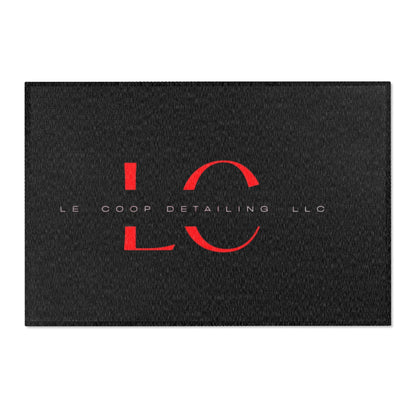Le' Coop Detailing LLC Company LOGO Stylish Modern Area Rug with Bold Red Design