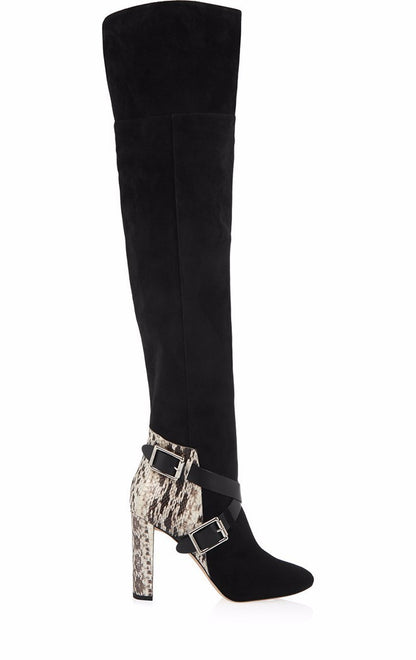 Snake Skin Heel Knee High Boots