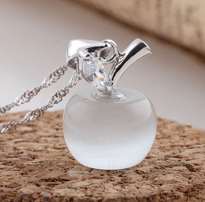 High quality opal necklace silver plated white gold fashion jewelry moonstone pendant female temperament